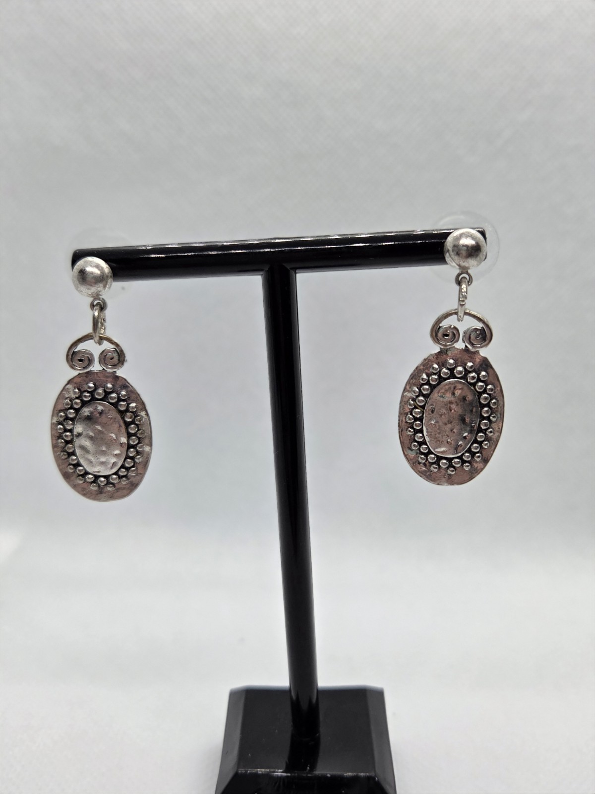 Round Silver Dangle Earrings