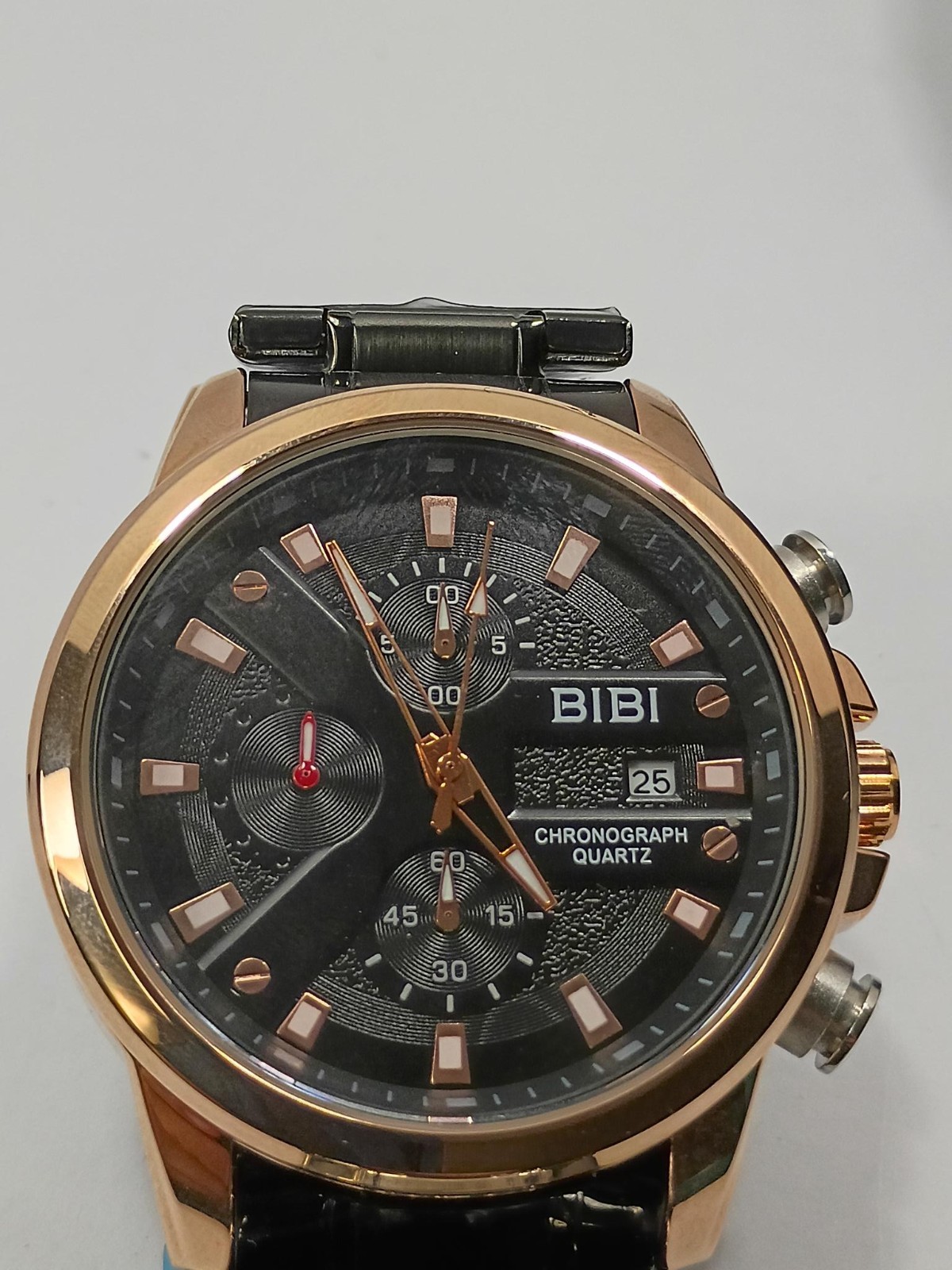 New BIBI Men’s Chronograph Quartz in box fashion black/goldl wristwatch Bracelet