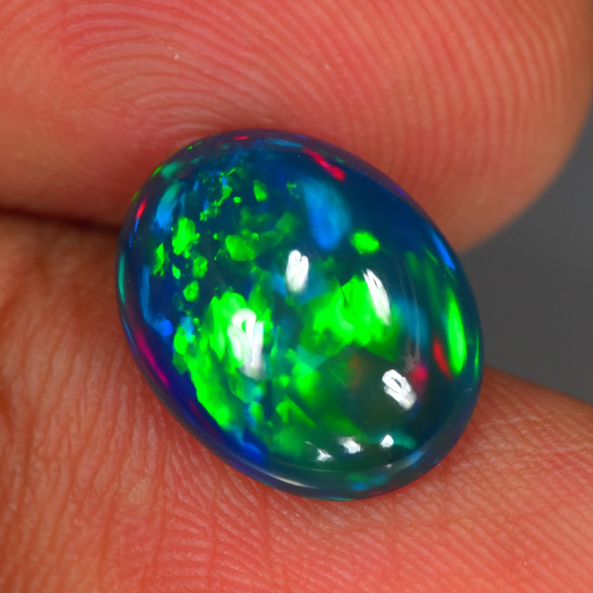 2.89Ct Oval_Natural Solid Black Fire Opal Multi color Play VVS-Clarity Gemstone