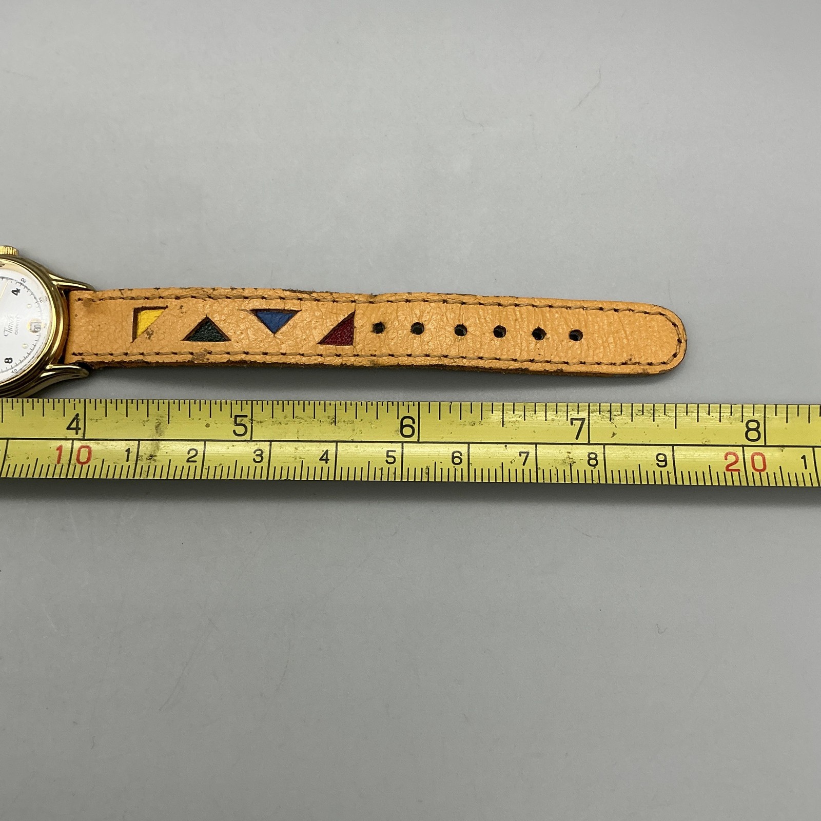 Vtg Timex Womens Watch 24mm Gold Tone Moon Phase Leather Date New Battery