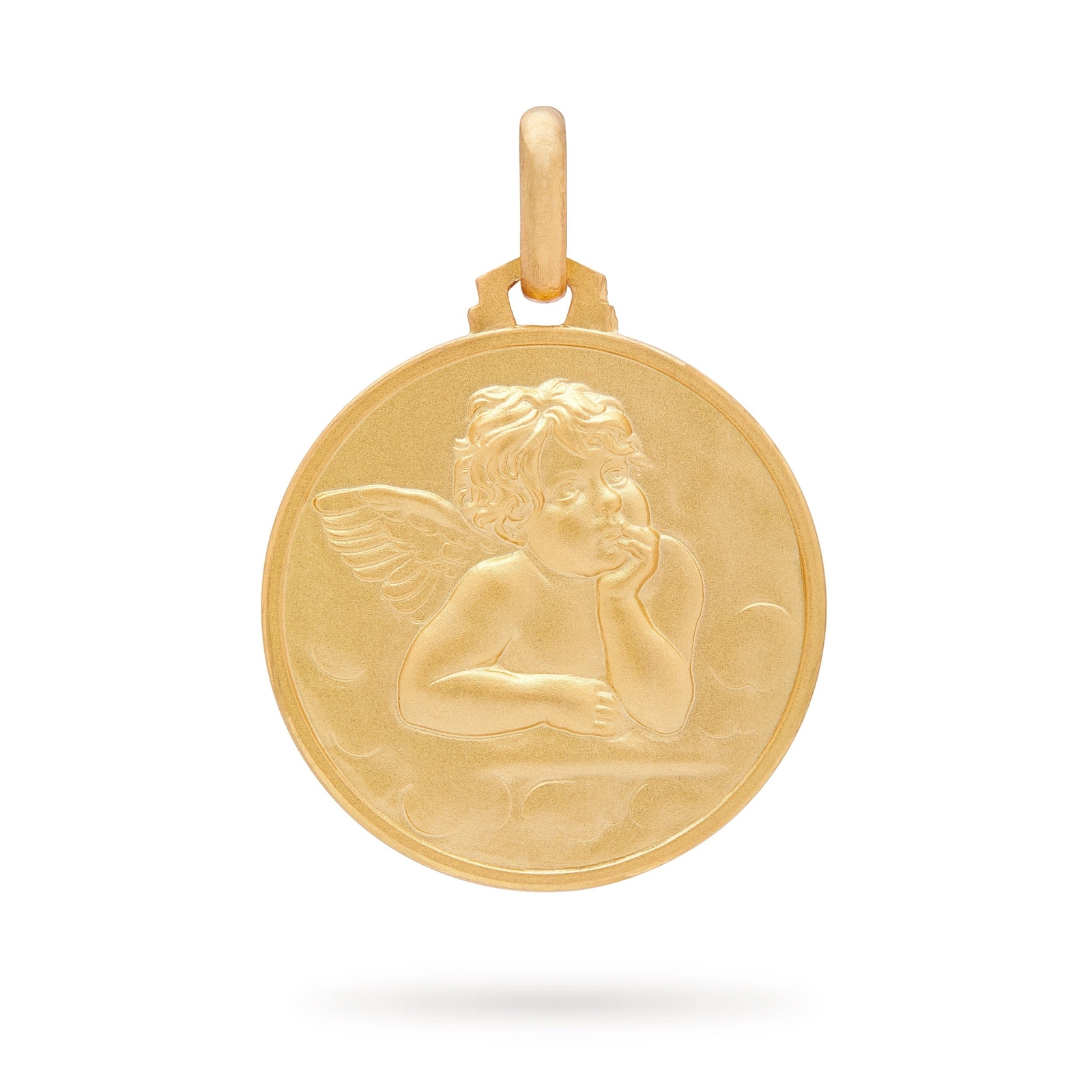18k Gold Medal Cherub Angel Pendant Medallion Religious Blessed By Pope Francis