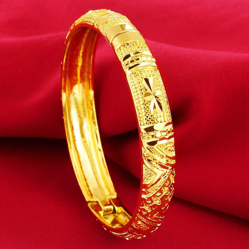 24k Gold Filled Small 6.5 6-1/2″ Opening Italian Womens Bracelet Bangle D808