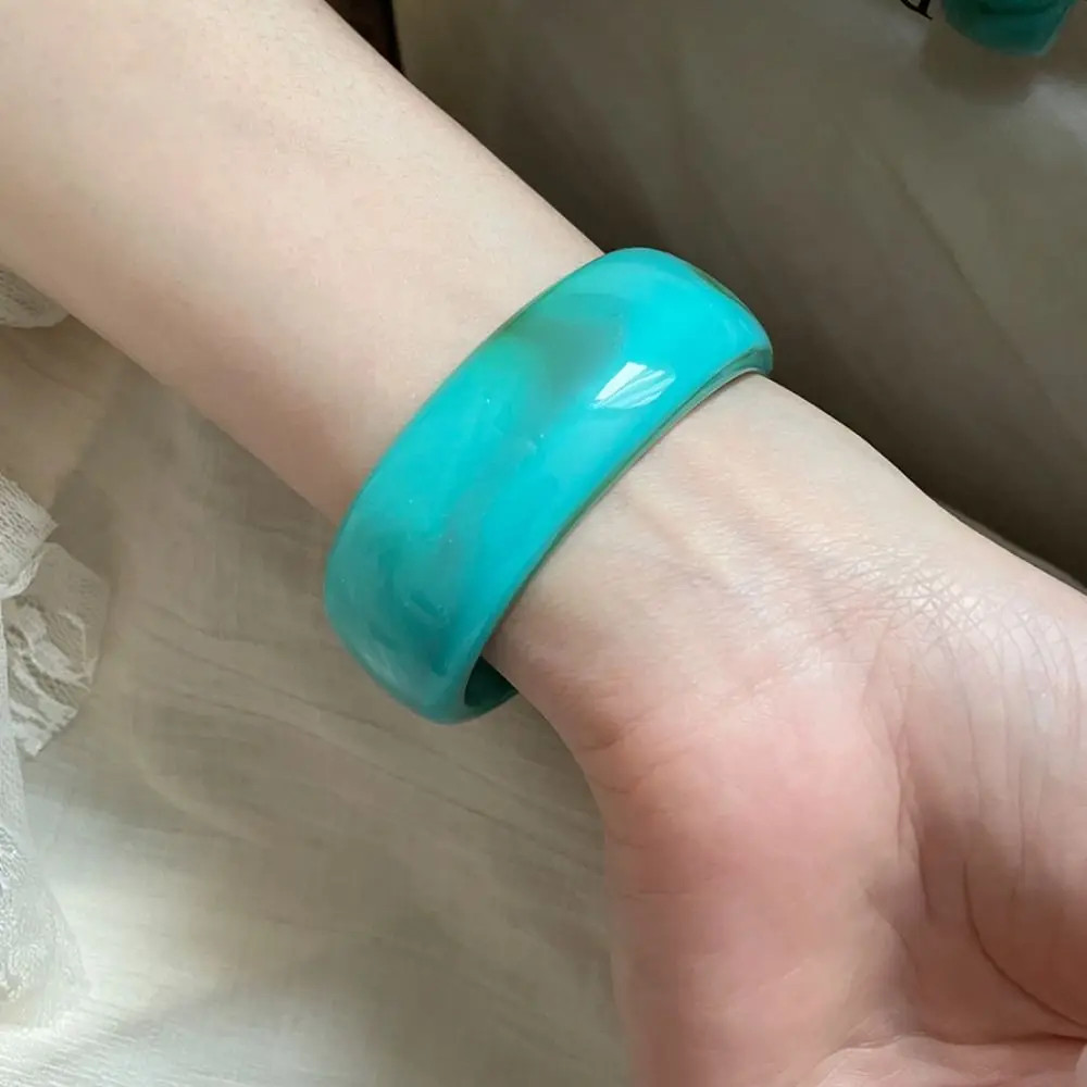 Acrylic Resin Open Cuff Bangle Women Irregular Round Layered Strand Jewelry