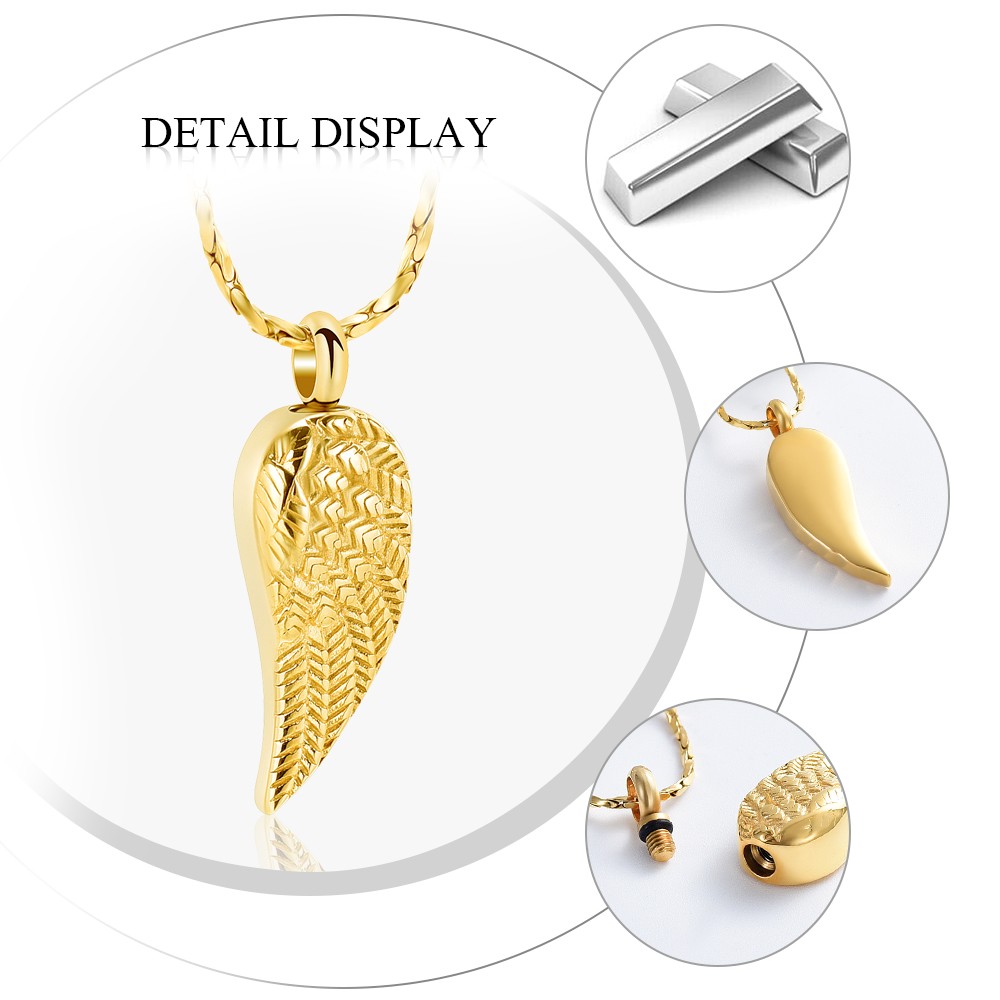 Angel Wing Cremation Urn Necklace for Human Pet Ashes Pendant Angel Urn Jewelry