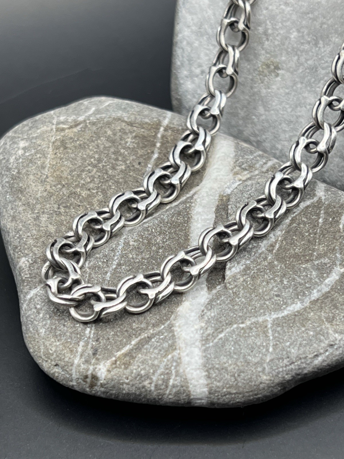 Vintage Elegant 925 Silver Rolo Chain Bracelet 9 In
