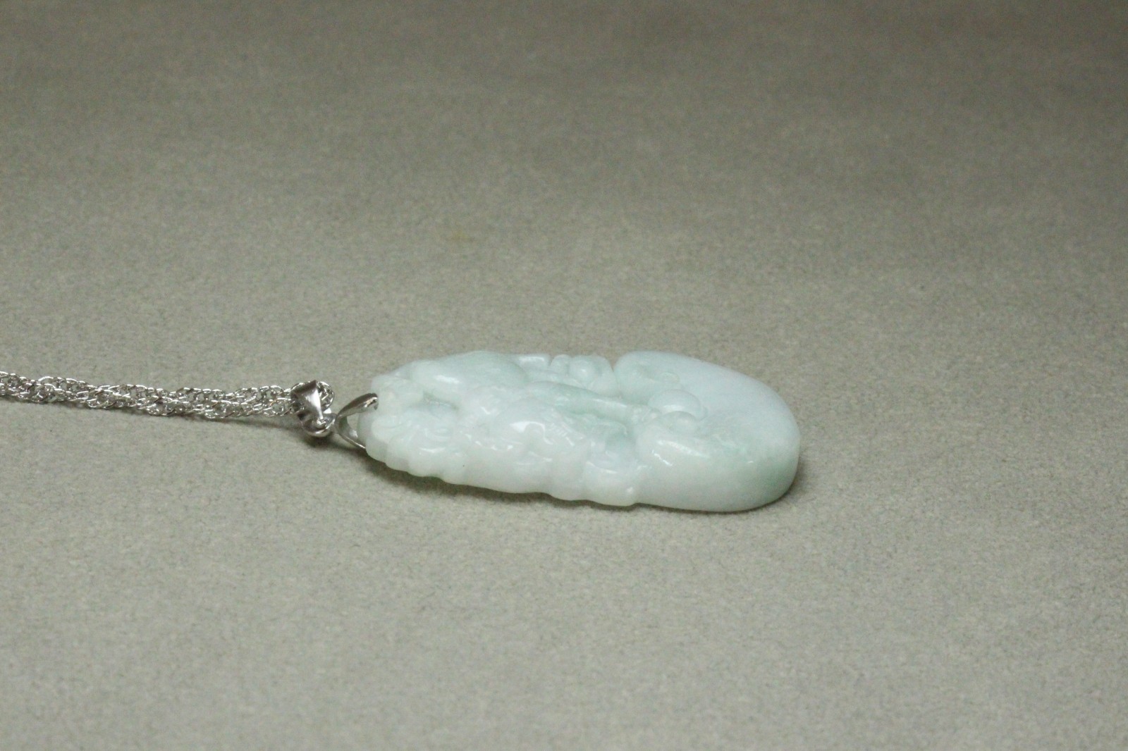 Natural White green A Jadeite jade Hand-Carved Cow (Chinese Zodiac) Pendant