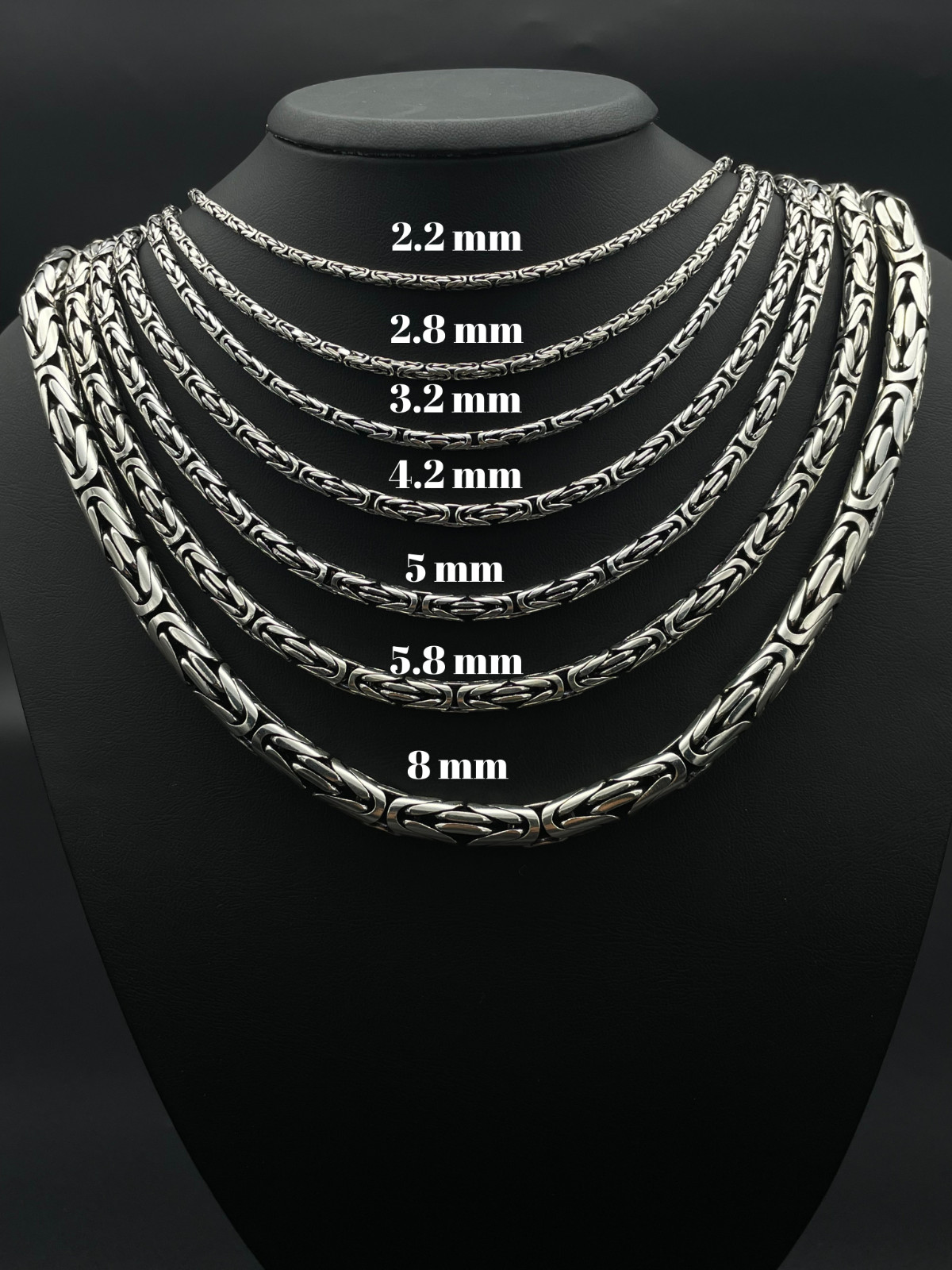925 Sterling Silver King Byzantine Solid Oxidized Round Chain Necklace, Gift Men