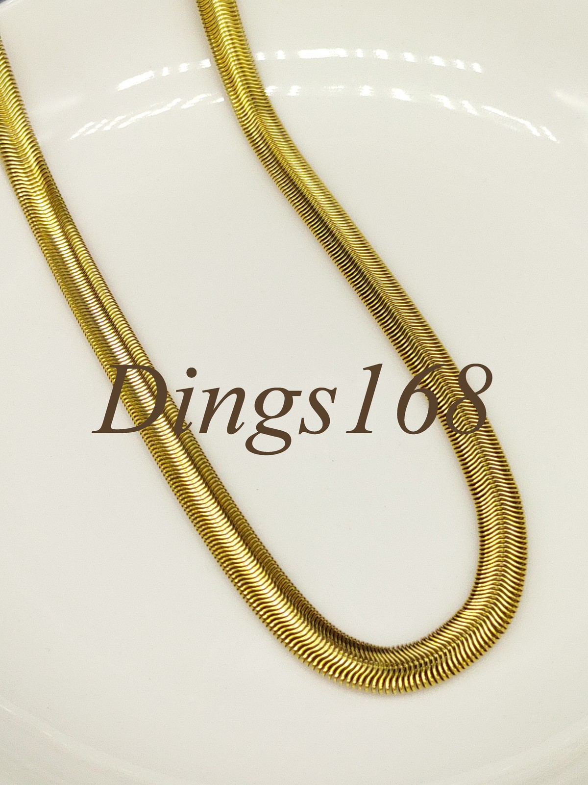 18K Yellow Gold Filled Tarnish-Resist 20″+2″ 7mm Very Wide Flat Snake Necklace