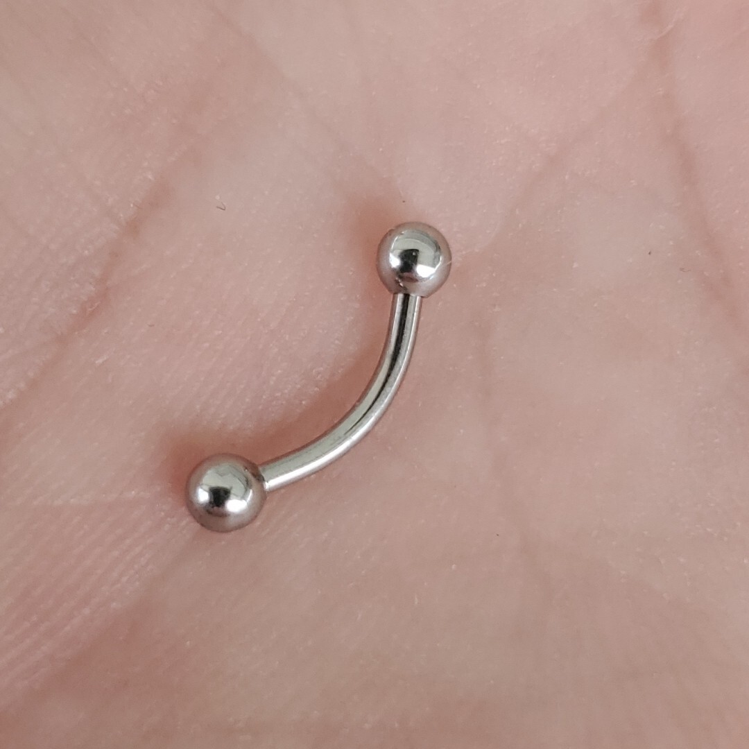 Surgical Steel Curved Barbell 18g 16g 14g 3mm Balls, 6mm 8mm 10mm 12mm Long -USA