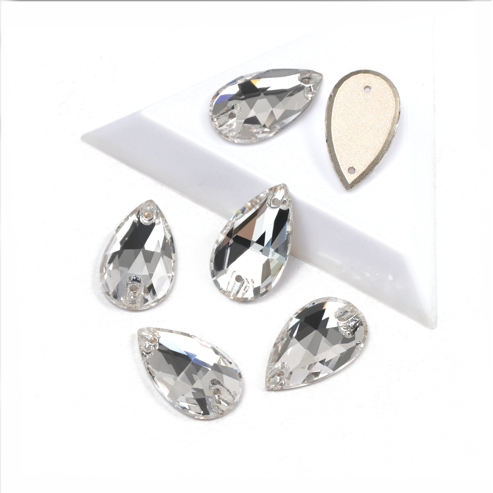 Glass K9 Drop Edges with Chamfers Crystal Glitter Sew On Rhinestones Craft Beads