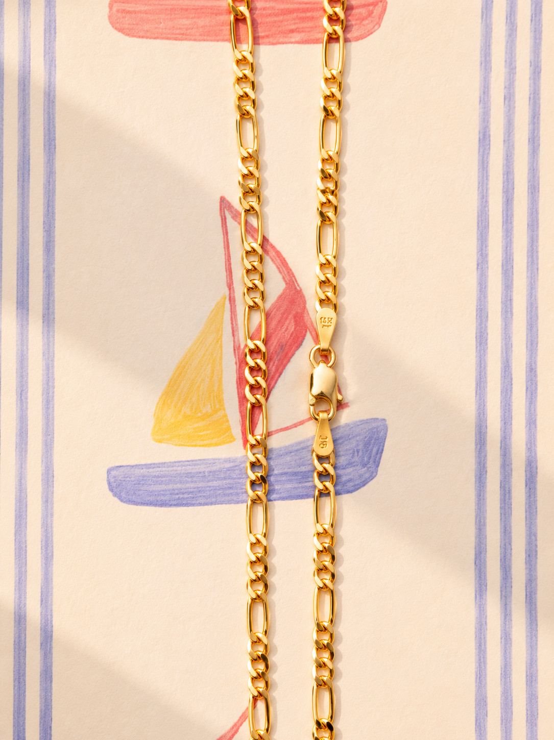 Real 14K Yellow Gold Figaro Chain Necklace 2mm 18in Men Women Dainty Layering