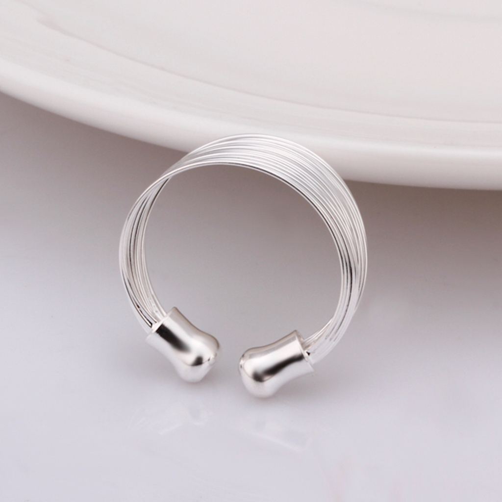 925 Sterling Silver Stone Plain Bangle Band Ring Size 8 B146
