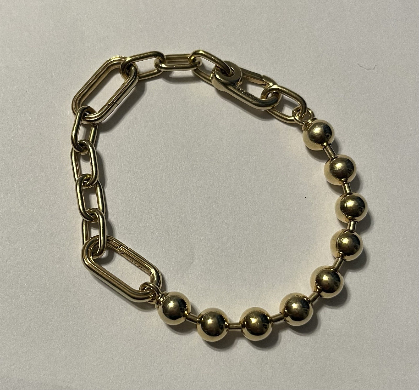 Pandora Me 14k Gold Plated Bead Link Chain Bracelet Size 3 6.7in/17cm
