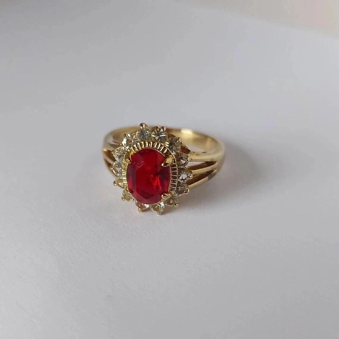 2.00 Ct Oval Cut Natural Ruby Diamond & Wedding Ring 14K Yellow Gold