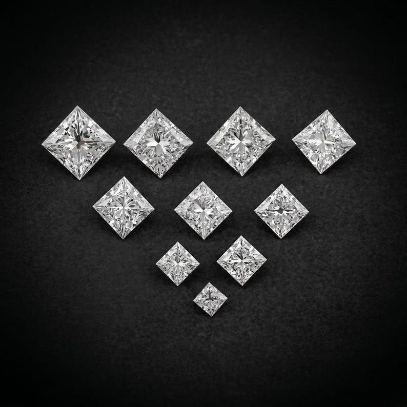 2 CT Princess Cut Loose Lab Grown Diamond Premium Quality D Color VVS1 Clarity