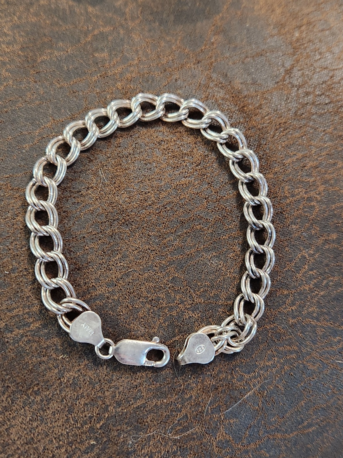Vintage 925 Sterling Silver Double Link Bracelet Italy 6.75in 9.9g