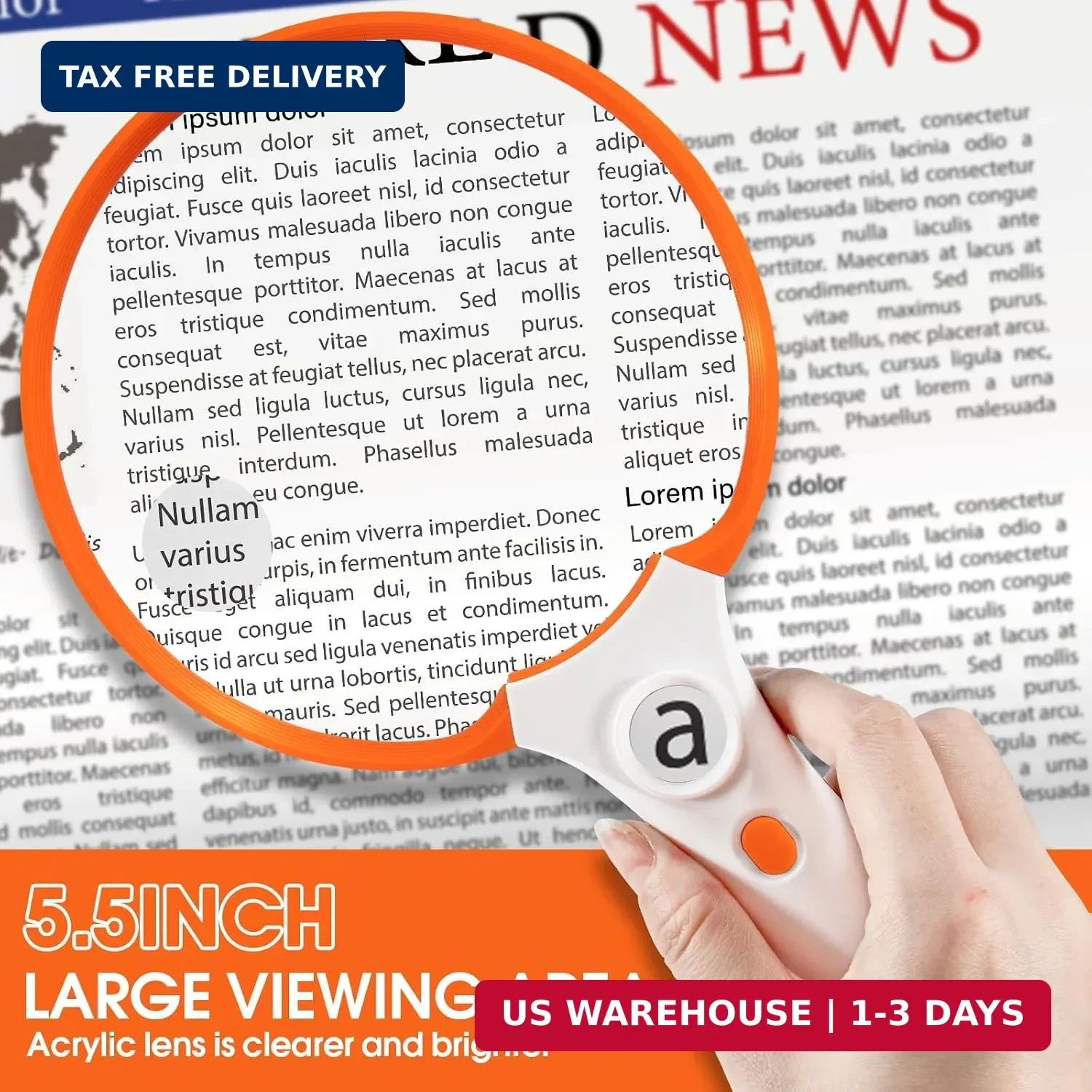 Large Magnifying Glass with Light, Magnifier 10X 20X 45X Handheld Illuminated Li