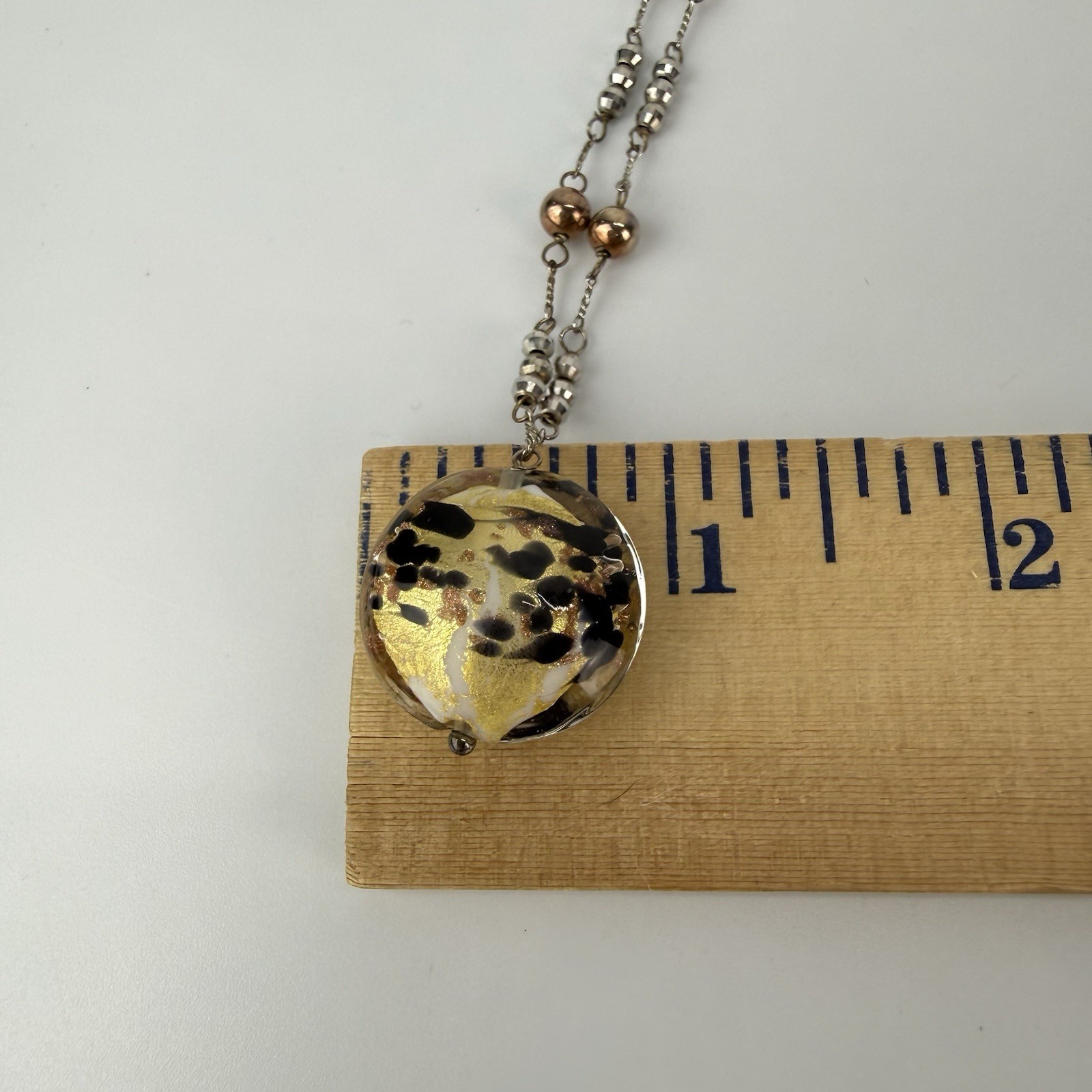 Bolivia Beaded Sterling Silver 925 Necklace Jewelry Art Glass Sphere