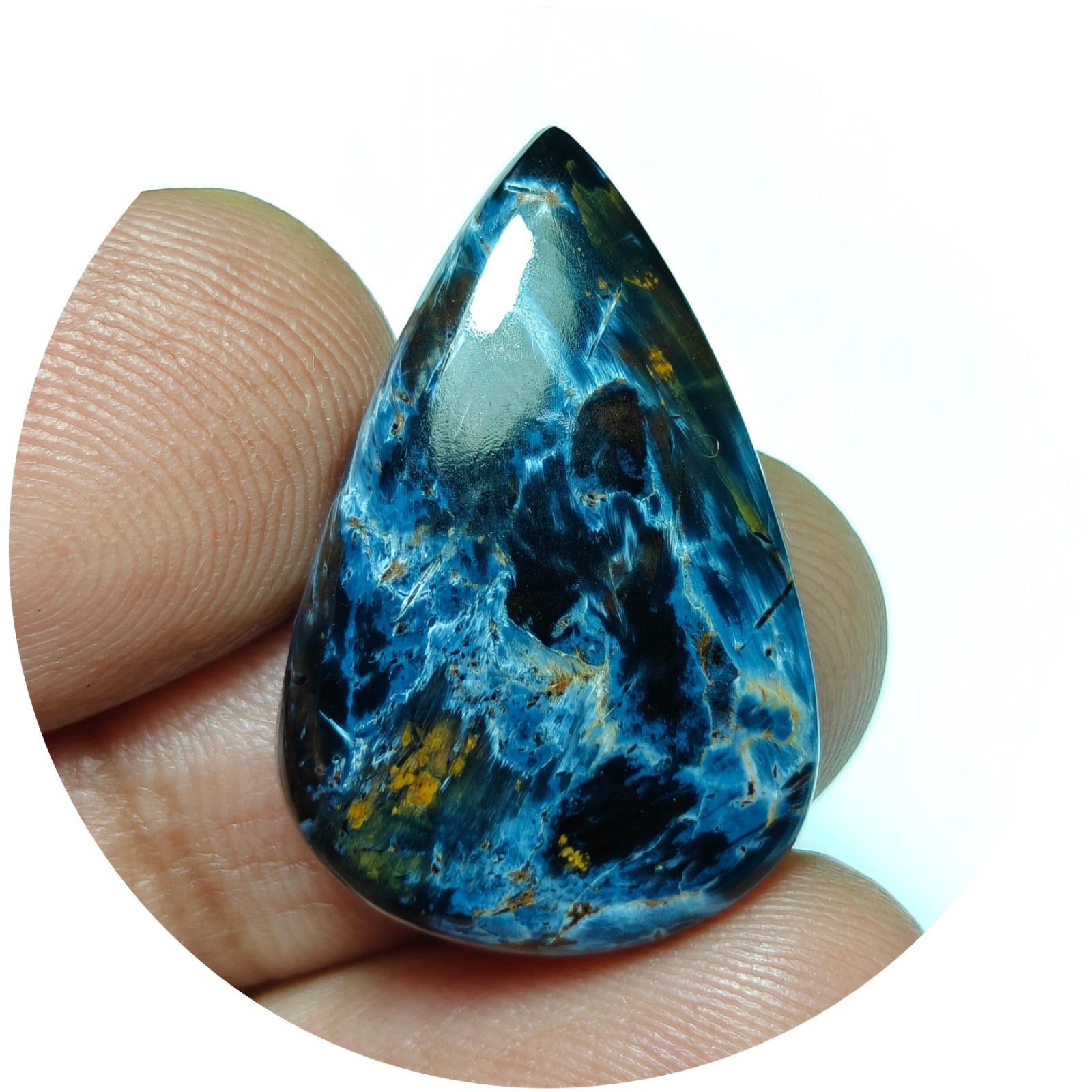 Rare namibian pietersite gemstone pear shaped 18x28x5mm, loose gem for jewelry.