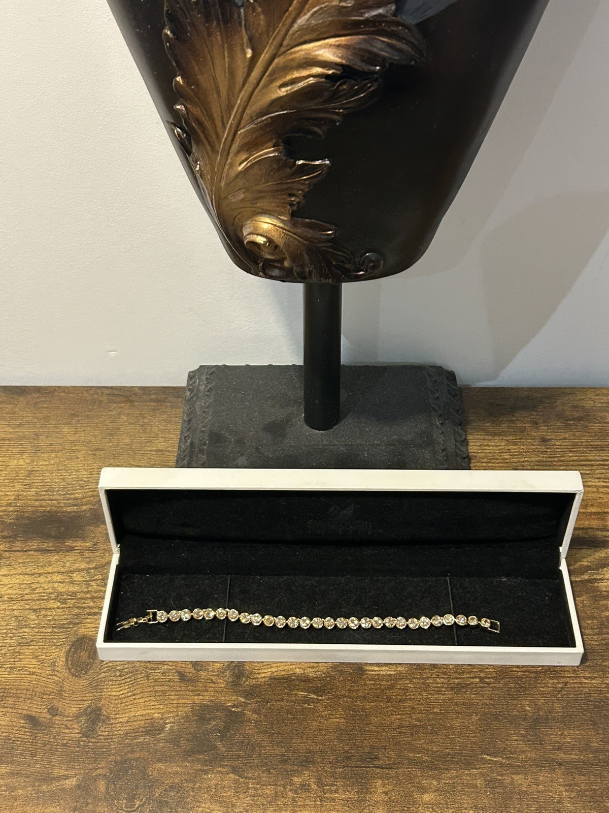 Stunning Swarovski Champagne Yellow Gold Plated Tennis Bracelet 17.5cm approx