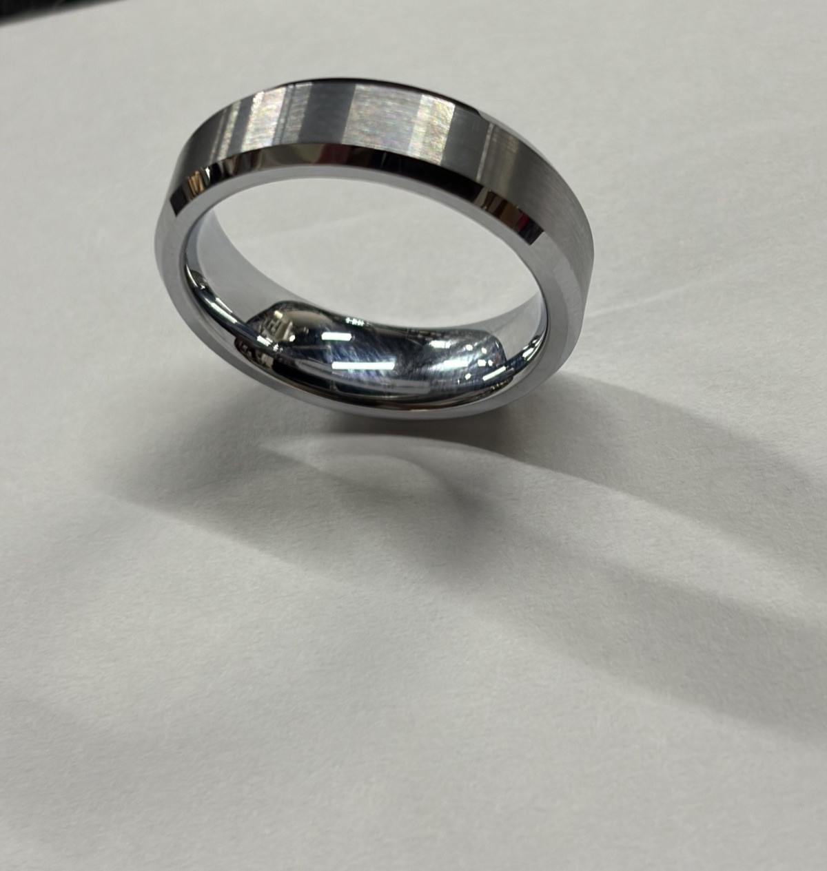 Triton Tungsten Carbide Wedding Ring 6mm Size 7-3/4 Silver w/Silver Center #R375