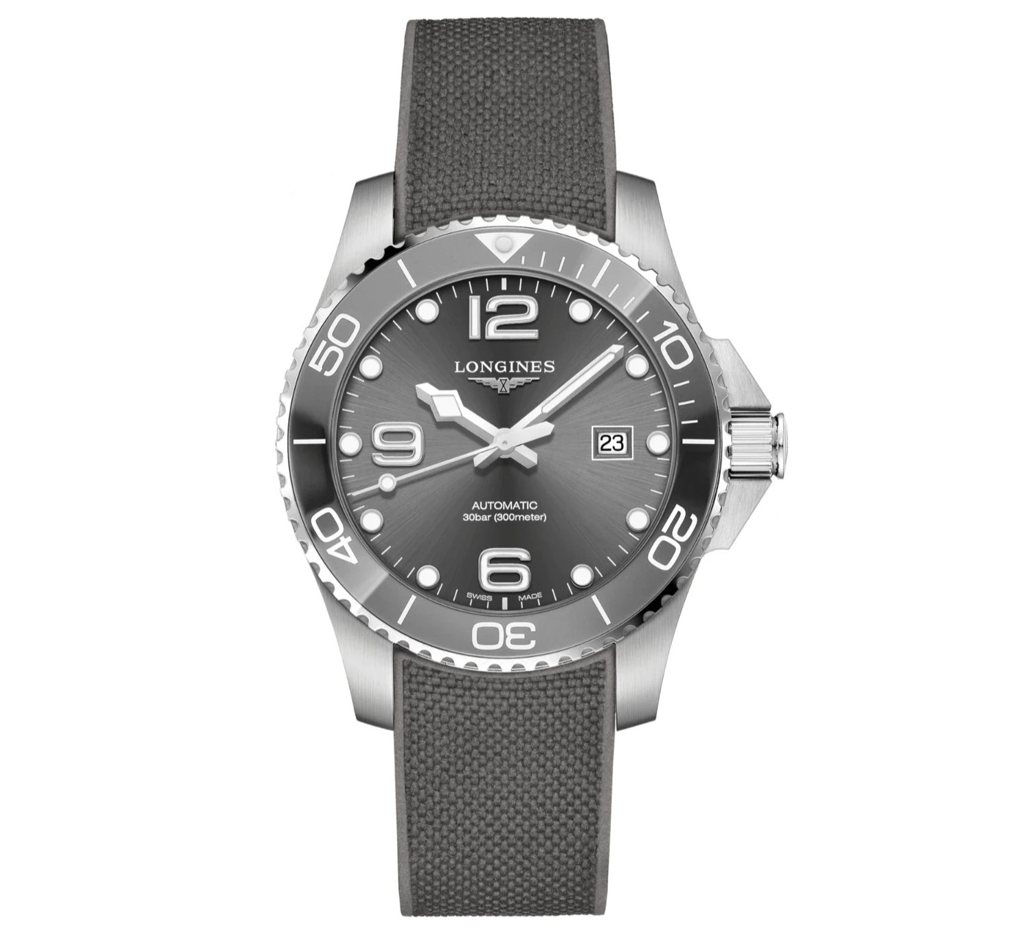 Longines HydroConquest Auto 43mm Gray Dial Rubber Men’s Watch L3.782.4.76.9