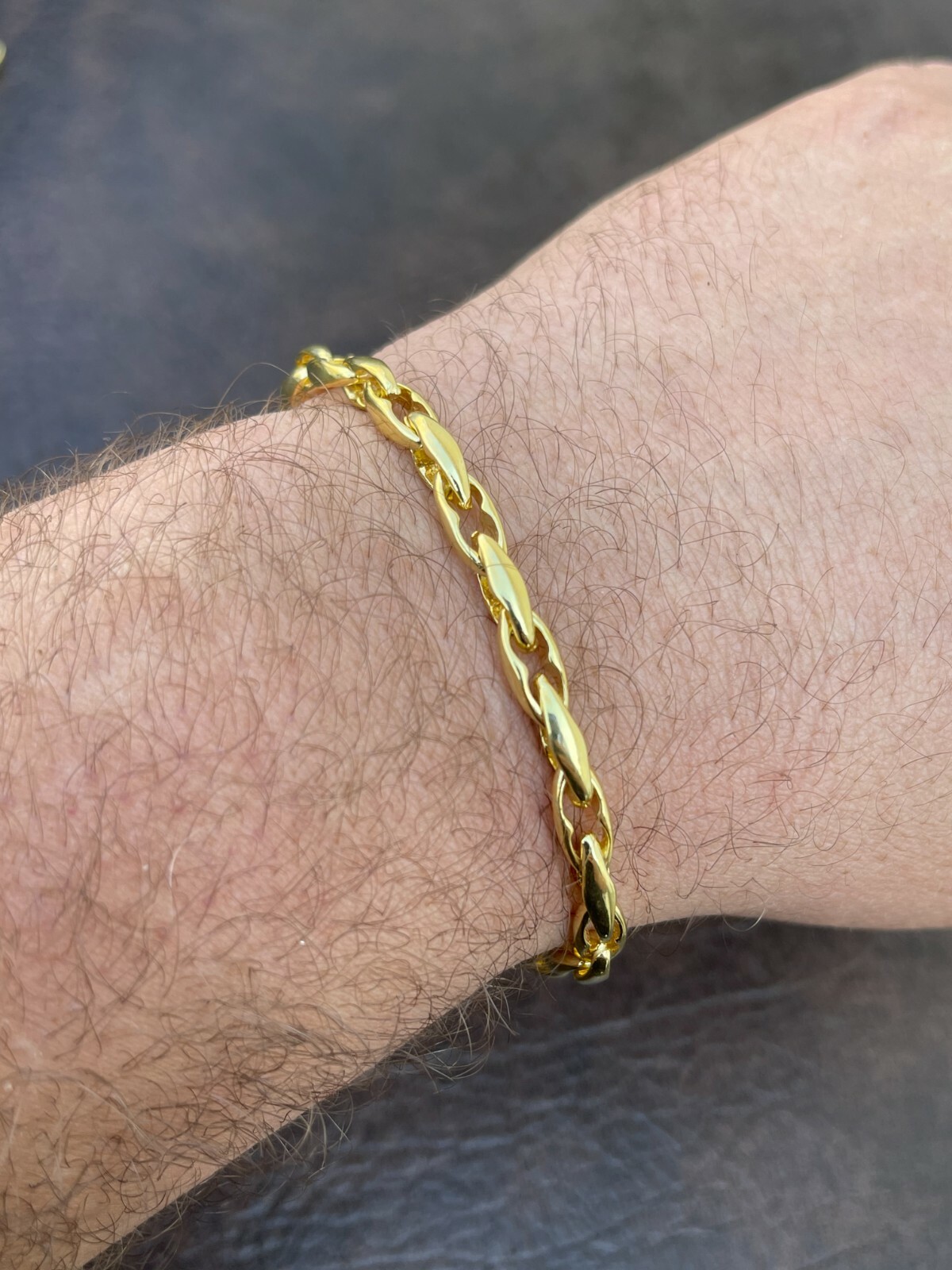 14k Gold Plated 925 Silver 5mm Custom Anchor Rolo Link Chain Necklace Bracelet
