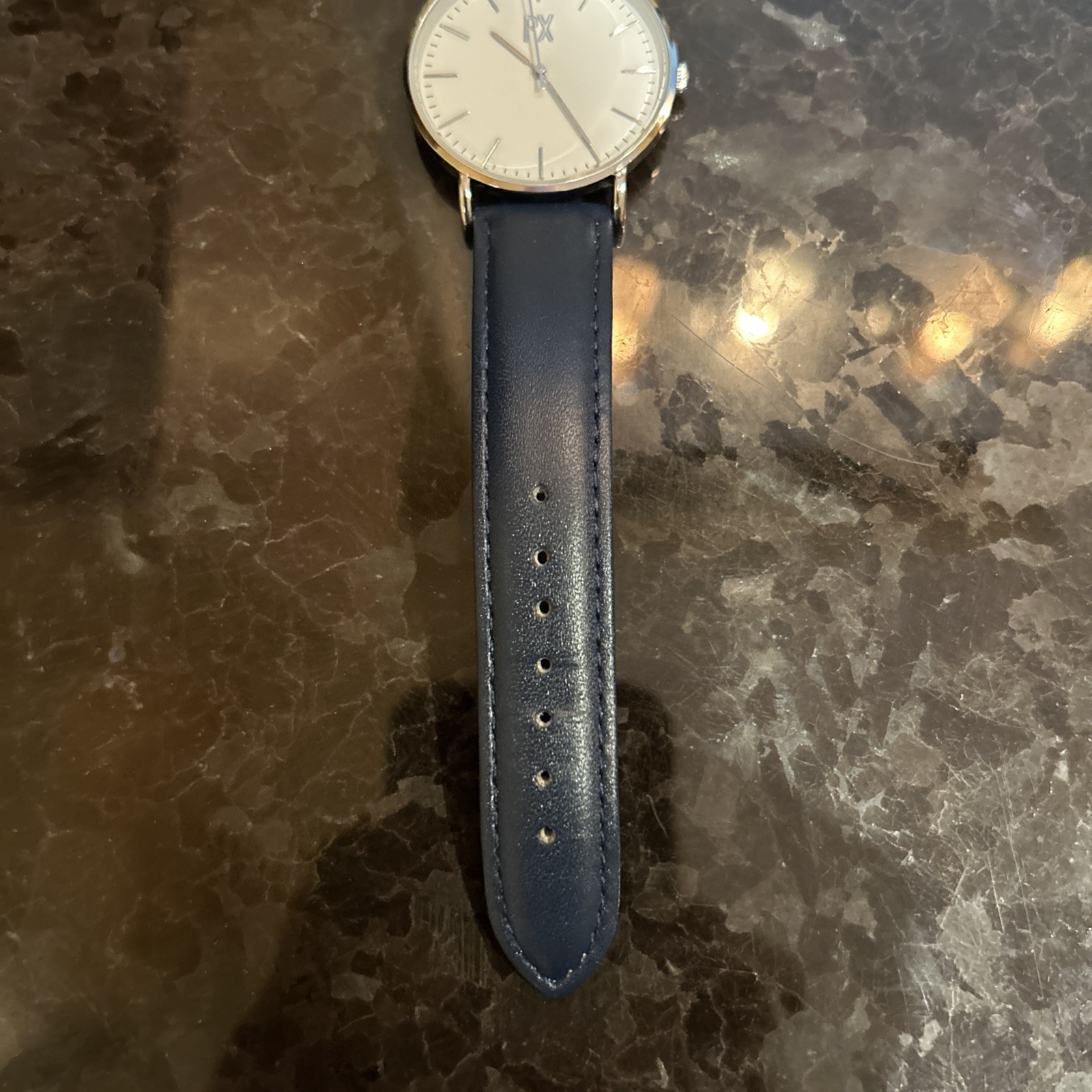 PX Mens Genuine Leather Strap Watch- Blue Band