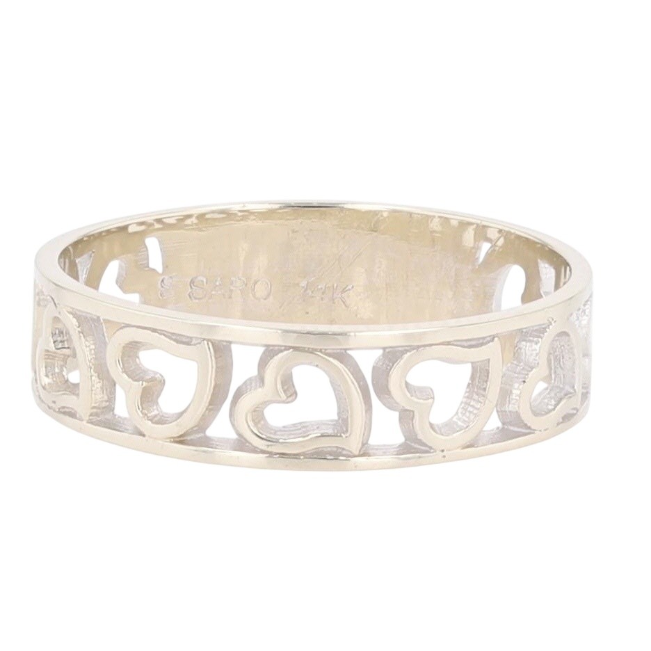 5mm Heart Openwork Statement Band Ring 14k White Gold 1.98 Grams Size 6.25