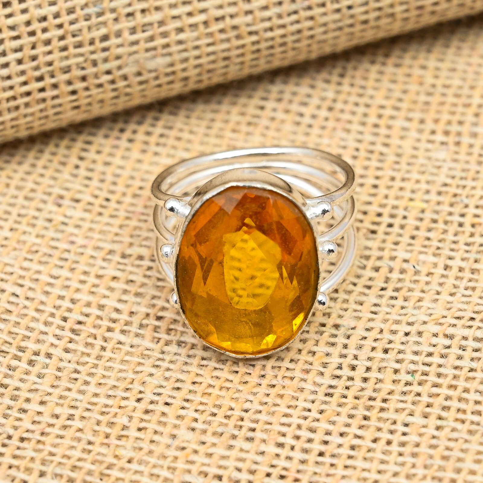 Honey Topaz Gemstone Handmade 925 Sterling Silver Ring Jewelry