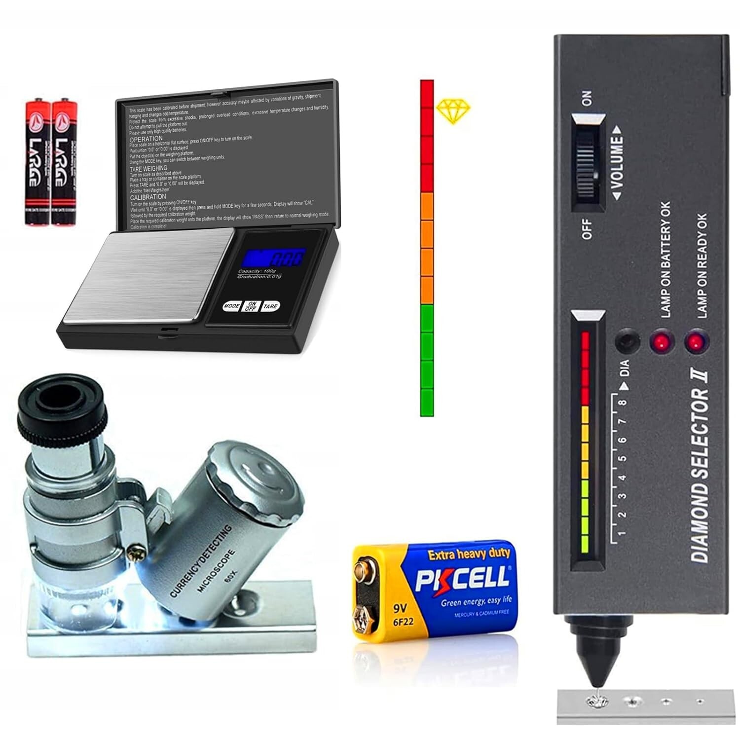Jewelry Diamond Tester Mini Scale Magnifying Kit Professional Gem Selector