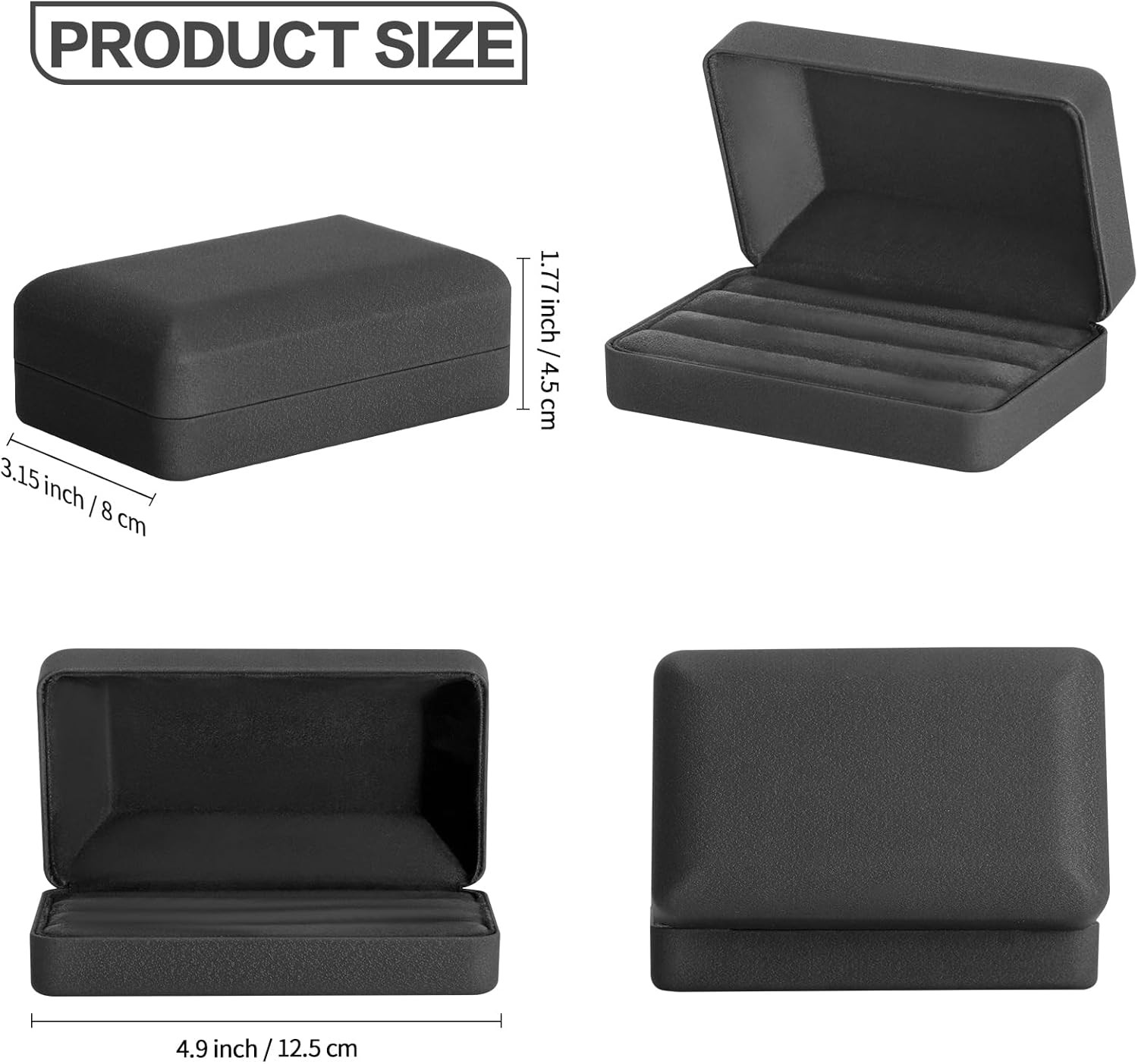 KUKUVR Velet Ring Storage Box, Travel Jewelry Case with 3 Slot Ring Display Orga