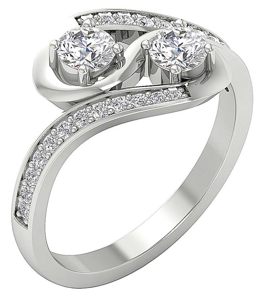 Lab Grown Diamond 14K Gold Forever Us Two Stone Ring VS F 1.00 Ct Prong Setting