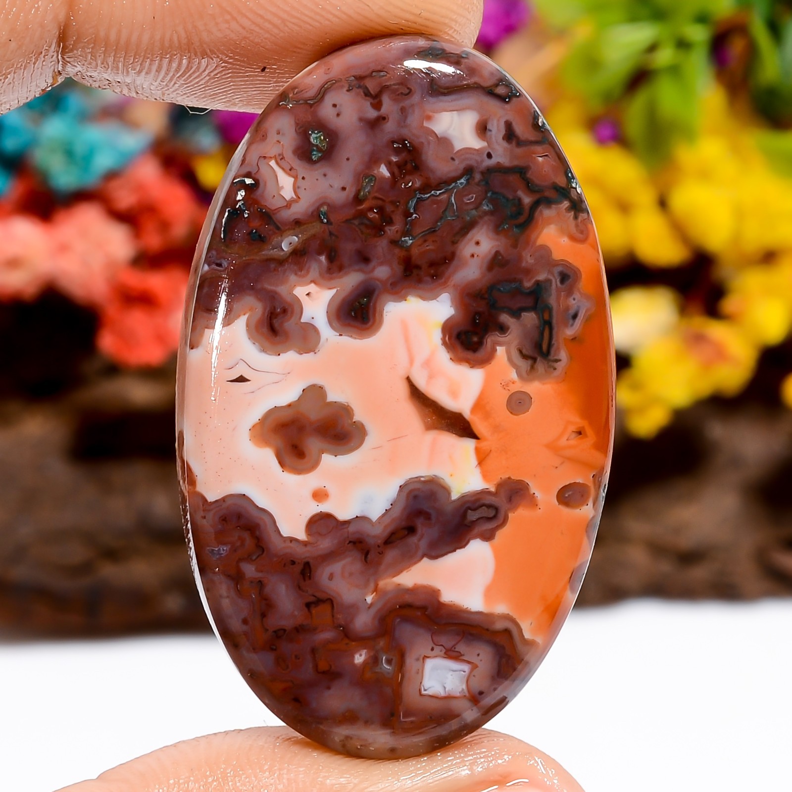 Loose Gemstone Natural Hungarian Agate 47Ct Oval 40X24X5mm Silversmith Stone