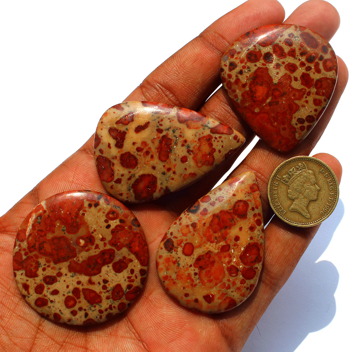 4 Pcs Natural Asteroid Jasper Untreated 41.7mm-48mm Cabochon Loose Gemstones Lot