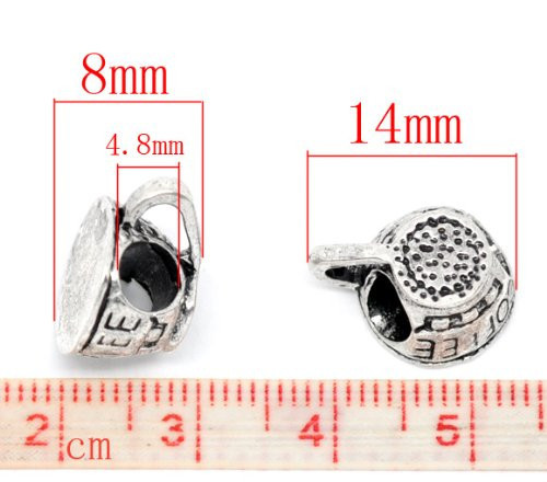 Coffee Cup Mug Charm European Bead Compatible for Most European Snake Chain Brac