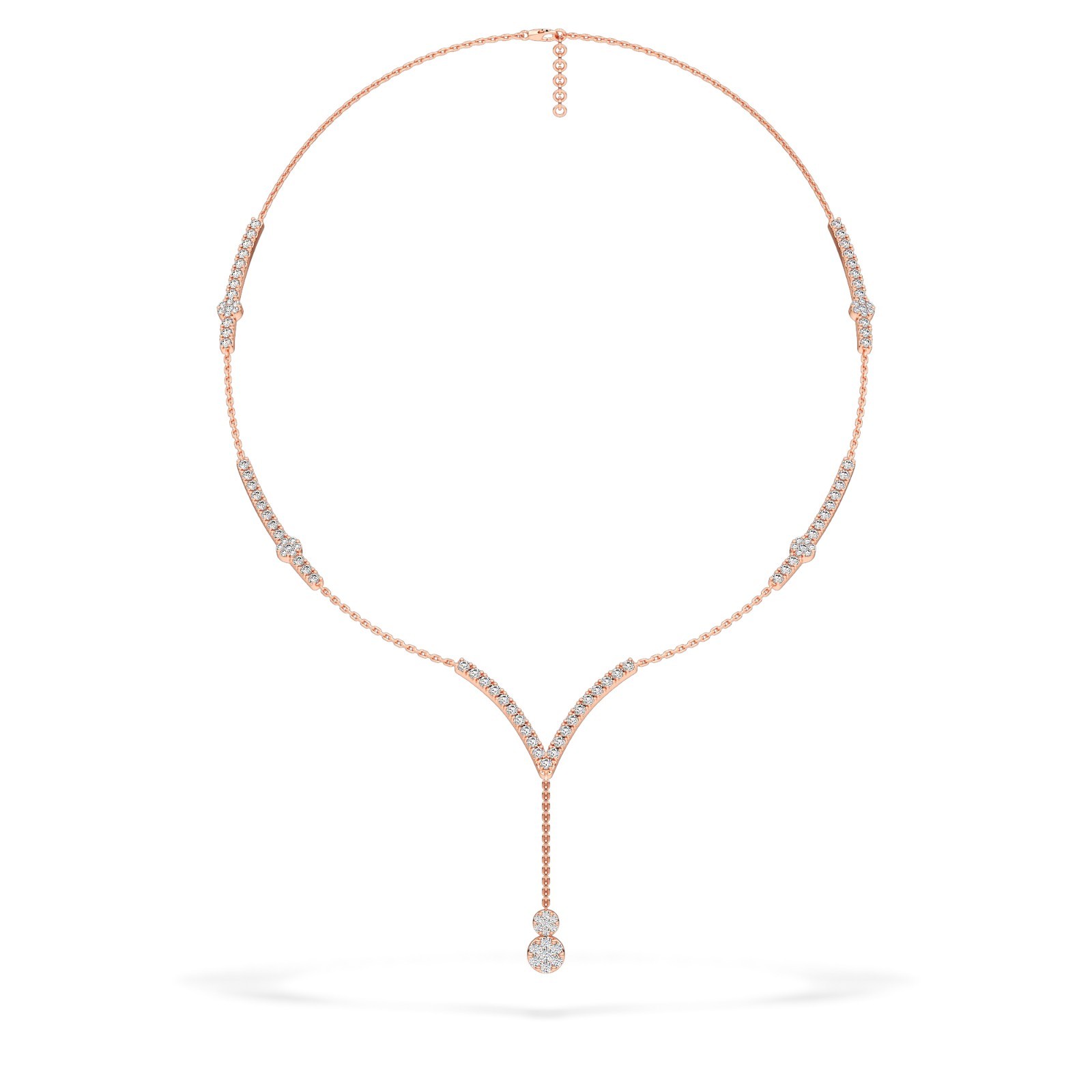 Elegant Round Cut Natural or Lab Grown Diamond Y Necklace in 10K 14K 18K Gold