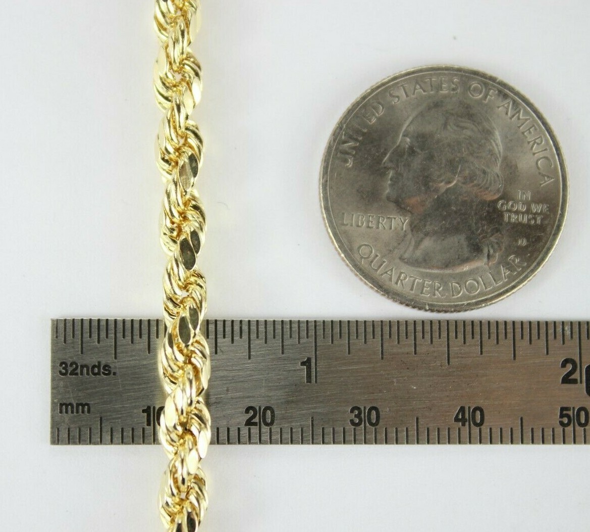 10K Yellow Gold Hollow Rope Twist Chain Necklace Bracelet 2mm-7mm 7″~9″ 16″~30″