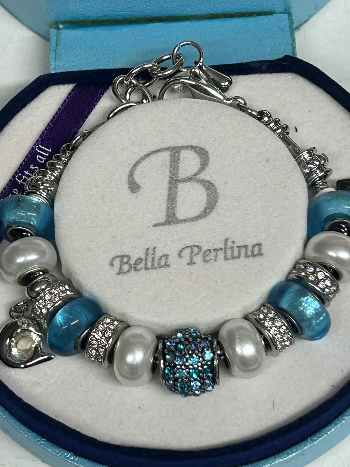 Bella Perlina Charm Bracelet Blue/Silver