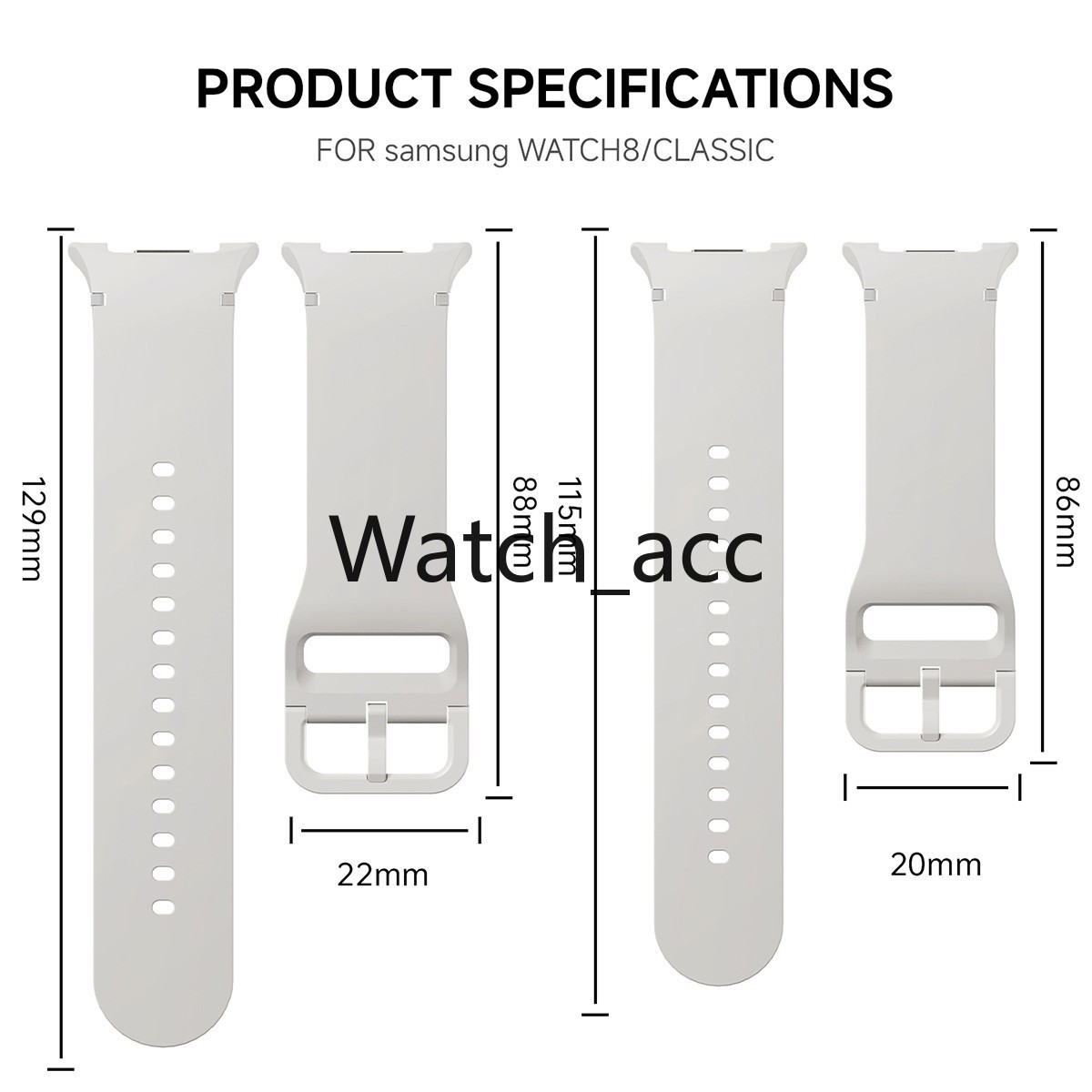 Silicone Band Strap+PC Case Screen Protector for Samsung Galaxy Watch 8 40mm44mm