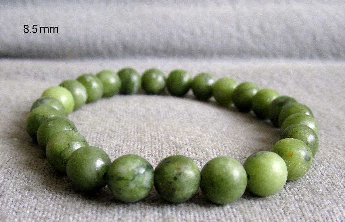 Nephrite Jade Bracelet – Balls Ø ~6.5/8.5mm / ~15-24cm Width – Elastic