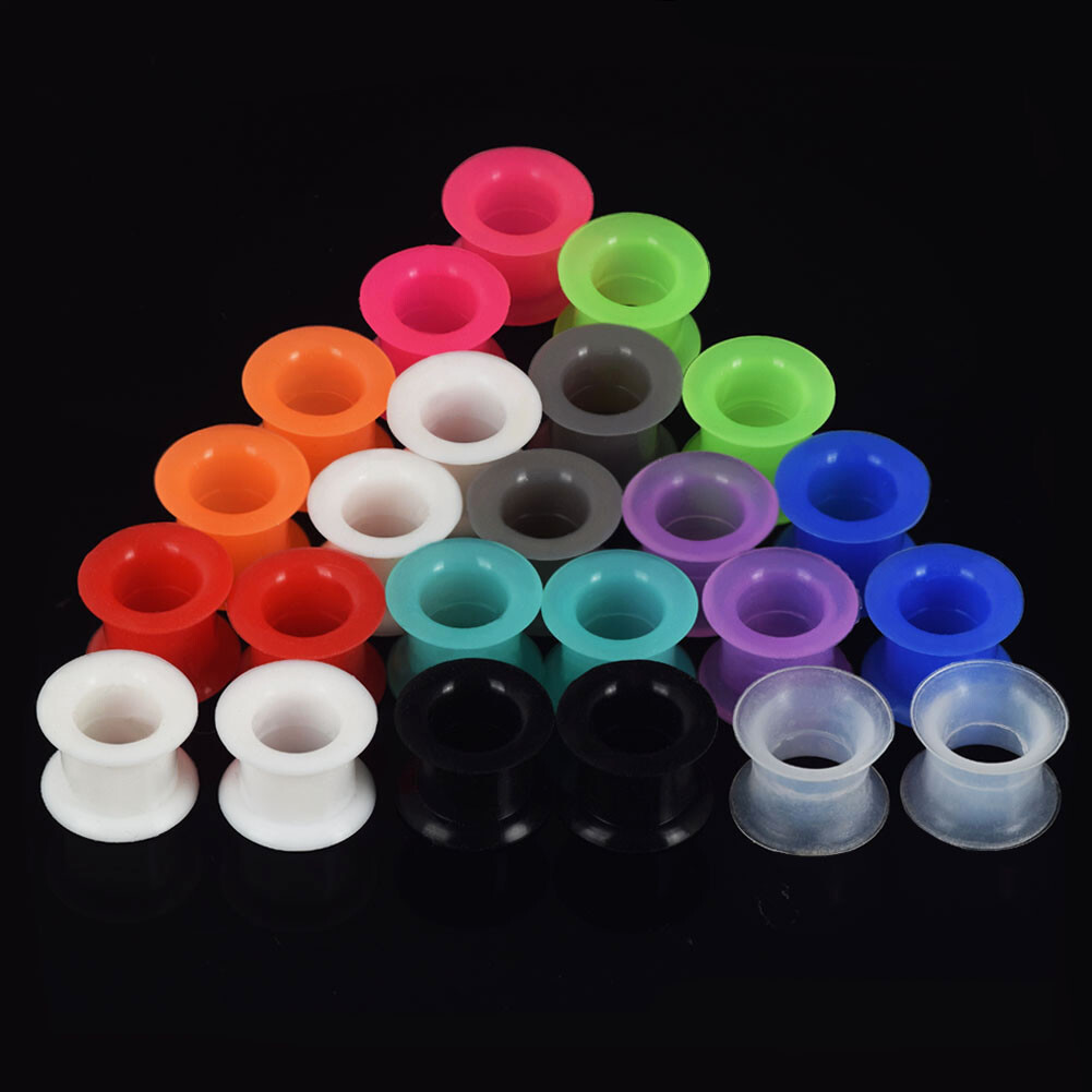2Piece Thick Silicone Ear Gauge Plugs Flesh Tunnel Ear Stretchers Expander 2g-1″