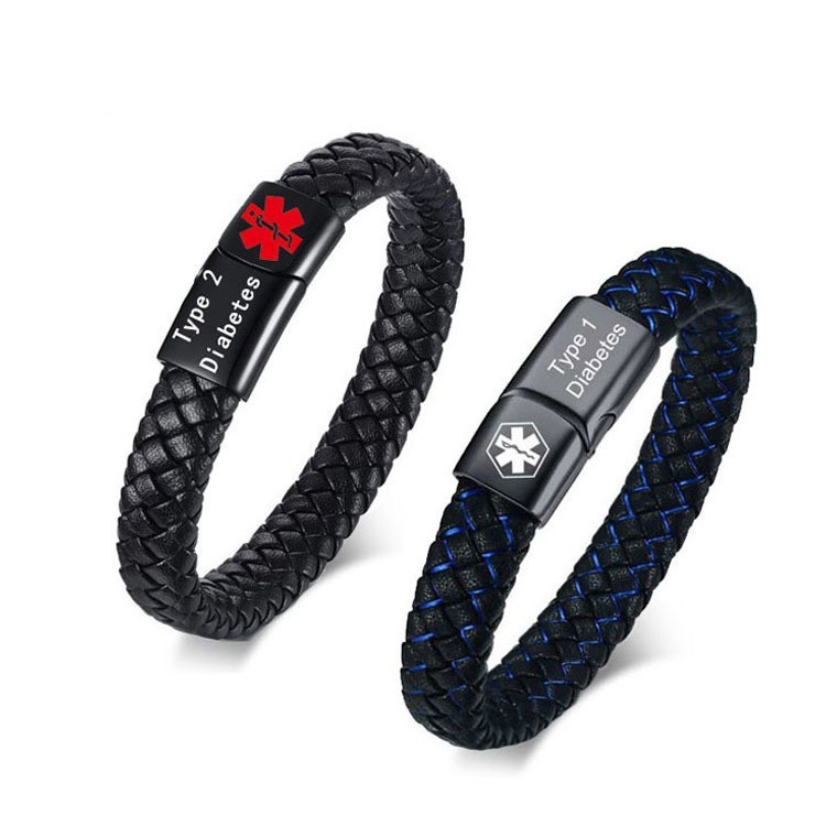 Free Engraving Medical ID Bracelet Paracord Stainless Steel Emergency Wristband