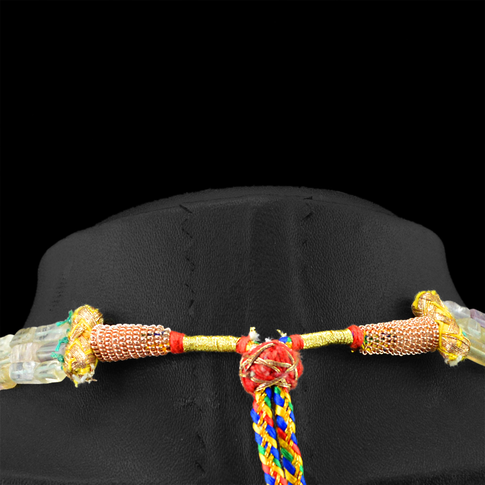 302.00 CTS NATURAL 3 STRAND MULTICOLOR FLOURITE BEADS NECKLACE – LOWEST PRICE