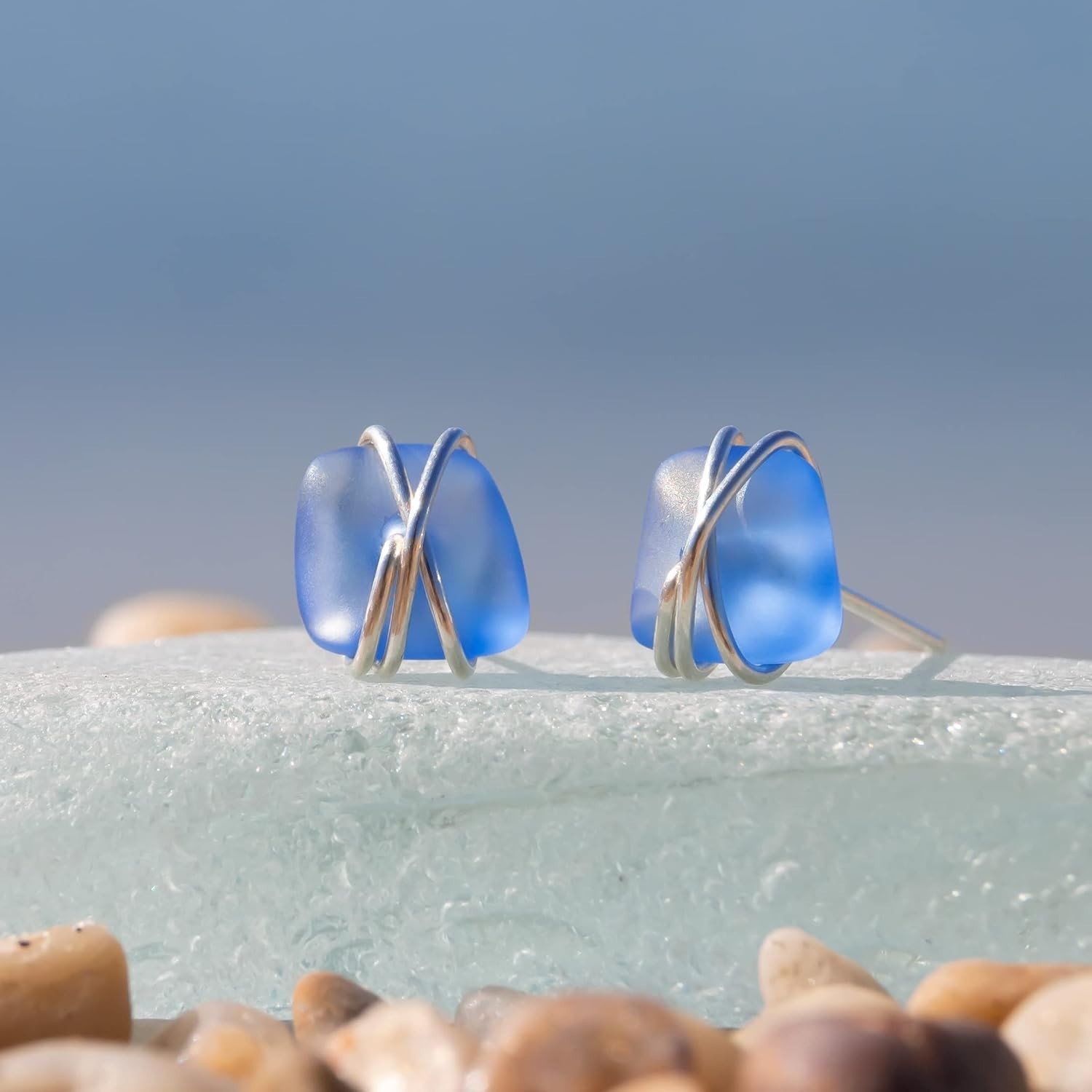 Eco-Friendly Handmade Sea Glass Earrings S990 Silver – Fashion Statement Piece