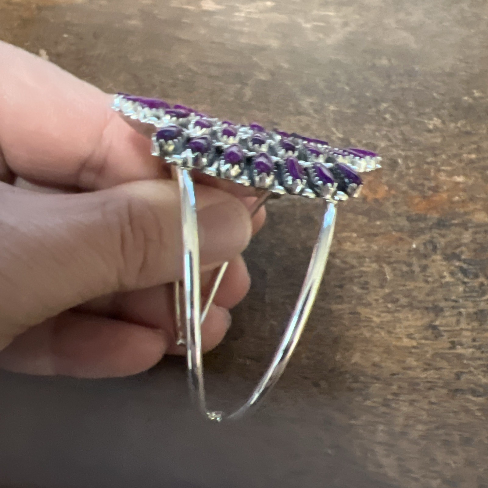 Native American Navajo Bracelet Sugilite Purple Turquoise Cluster Cuff Zuni #C