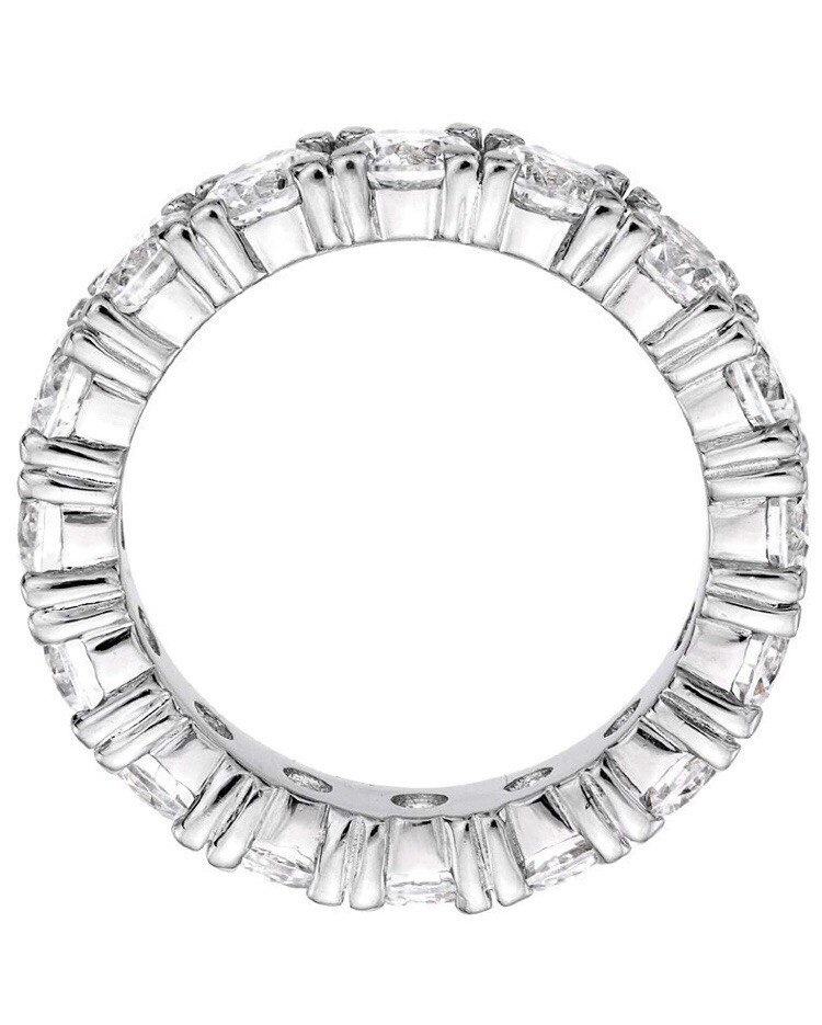 4mm Silver Finish CZ Eternity Engagement Bridal Band Tennis Pinky Ring Size 5-10