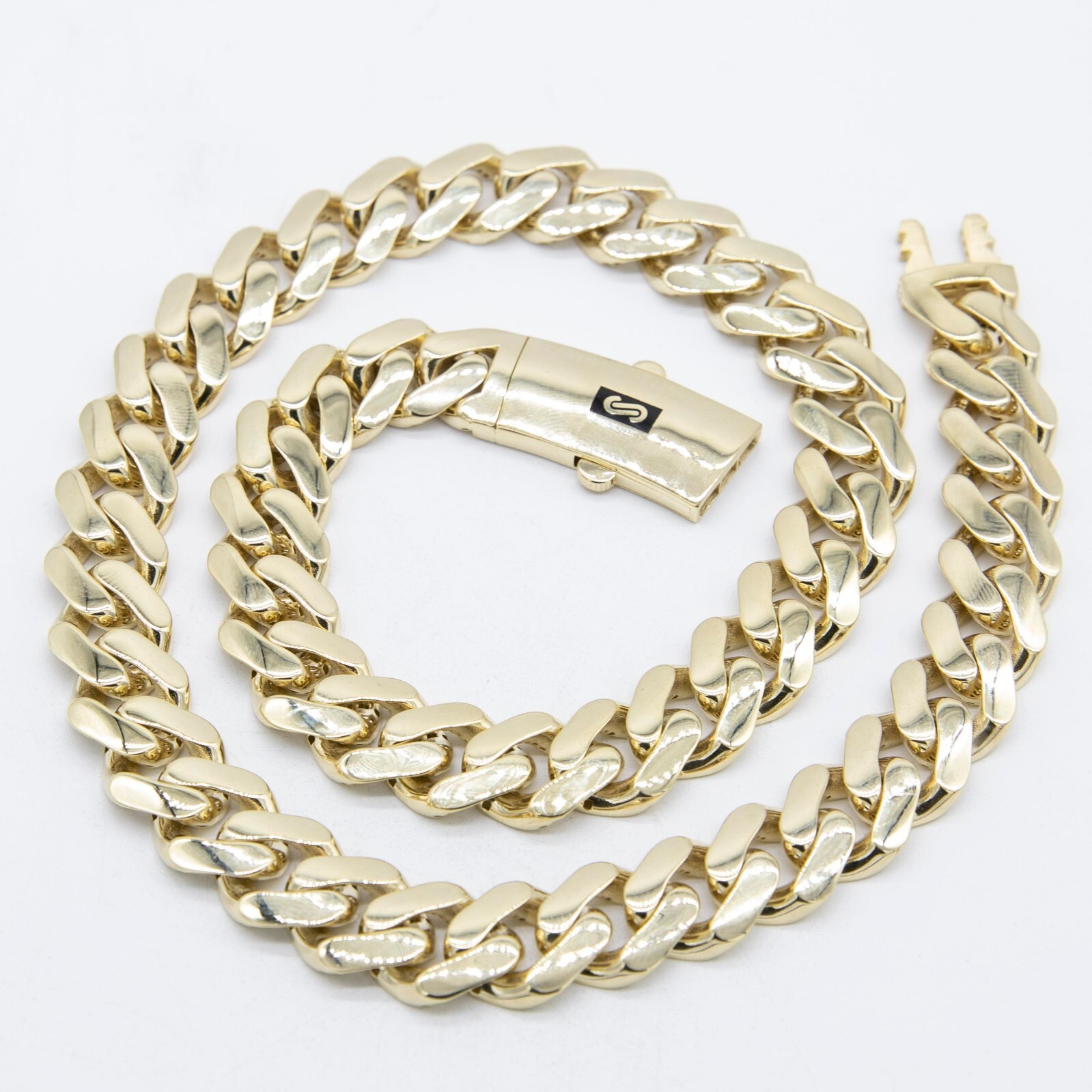 13mm Mens Miami Cuban Royal Link Chain Necklace Box Clasp Real 10K Yellow Gold