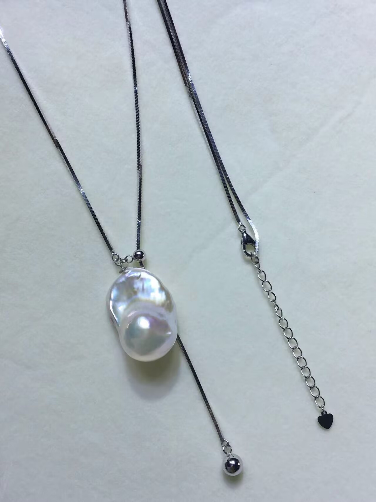 Gorgeous 25*29mm South Sea Baroque White Pearl Pendant 925s