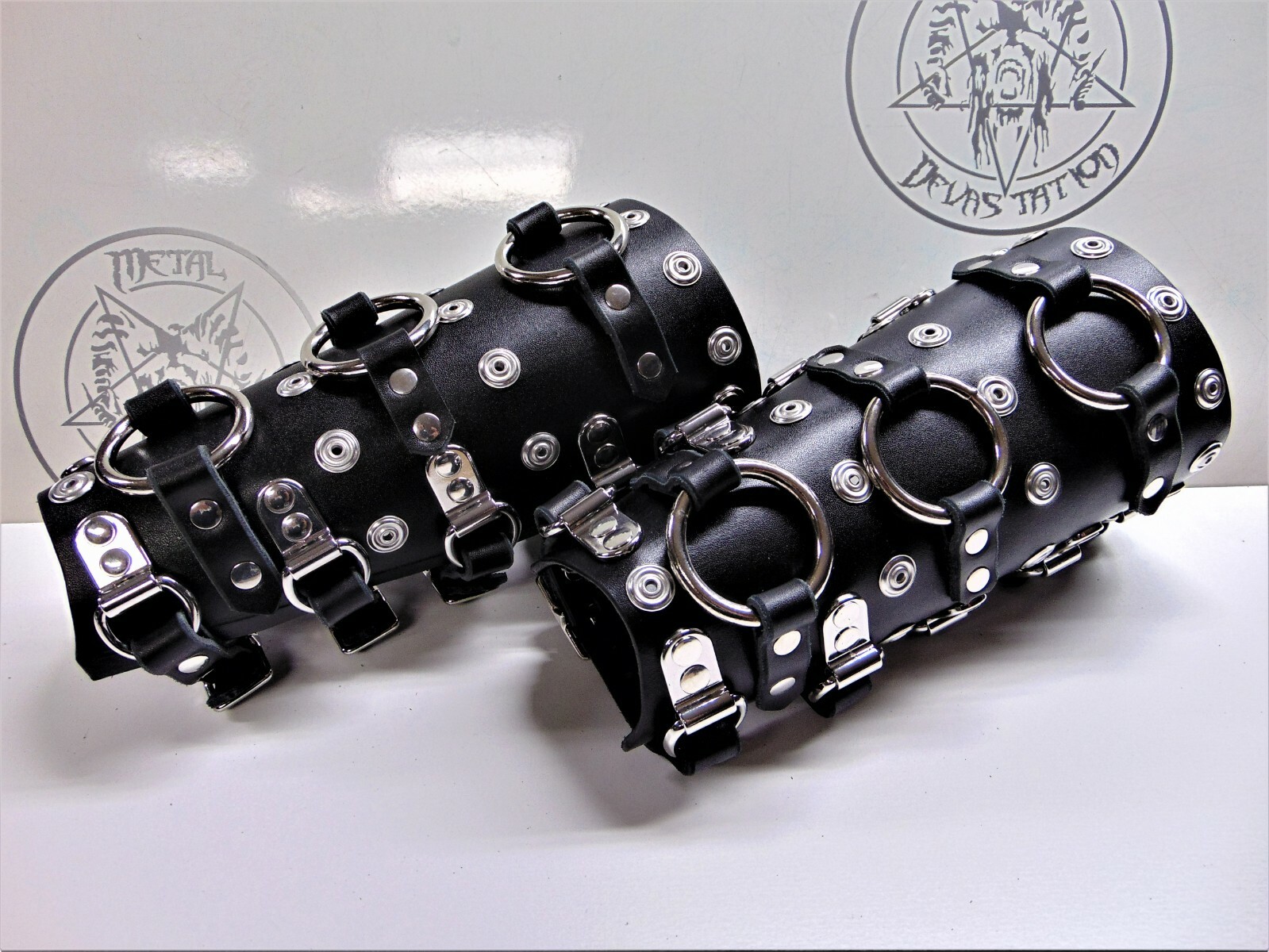 LEATHER STRAPS GAUNTLETS. BLACK METAL …(MDLG0029)…. AGALLOCH’S